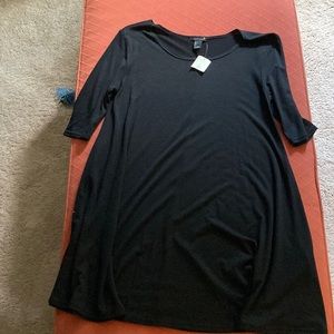 Forever 21 cotton 3/4 length sleeve black knee length dress